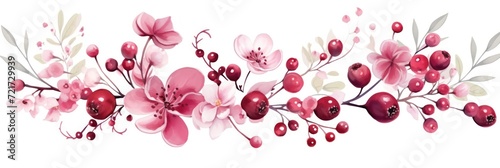 Cranberry vector illustration cute aesthetic old mahogany paper with cute mahogany flowers