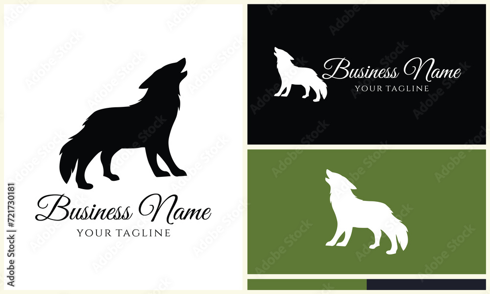 silhouette fox vector logo template