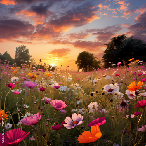 A field of wildflowers in full bloom. © Cao
