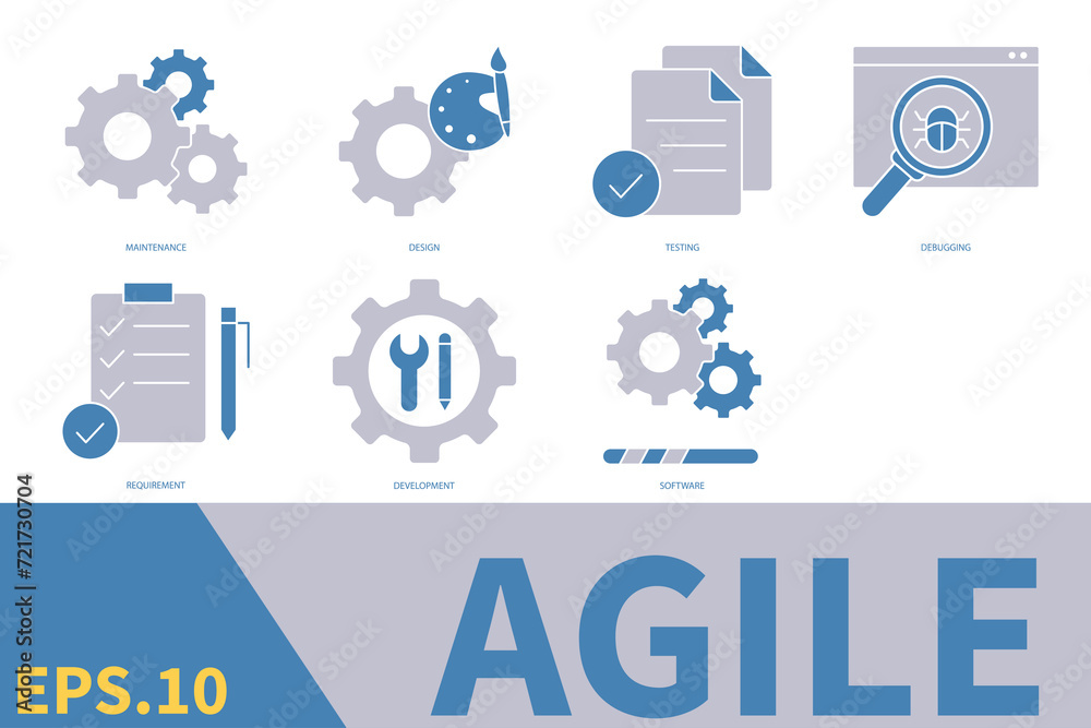 Agile development software icons set . Agile development software pack symbol vector elements for infographic web Agile development software icons set . Agile development software pack symbol vector elements for infographic web