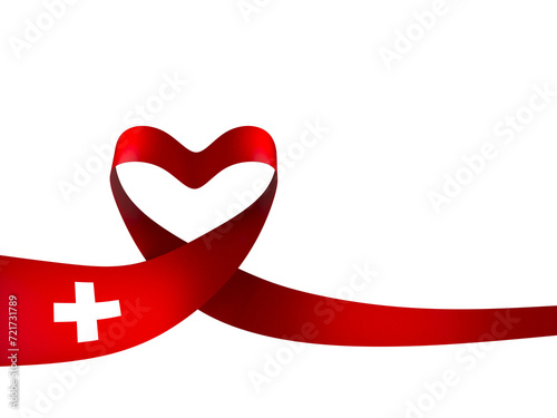 Switzerland flag element design national independence day banner ribbon png
