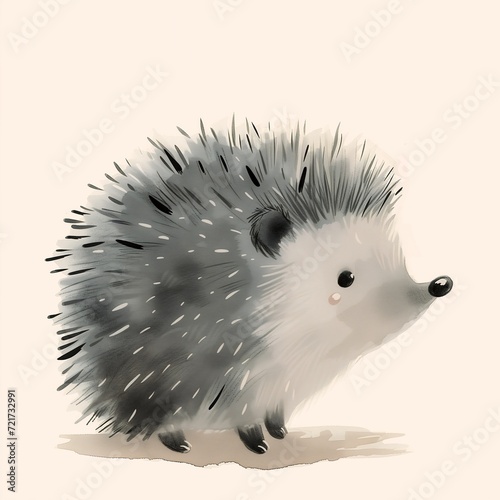 Wallpaper Mural hedgehog spiky hair black eyes standing front cute here one olive impressionist drawing long pebbles totoro Torontodigital.ca