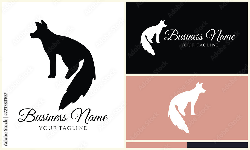 silhouette fox vector logo template