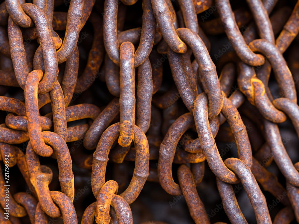 rusty metal chains in the port. close up rusty metal chains in the port. close up