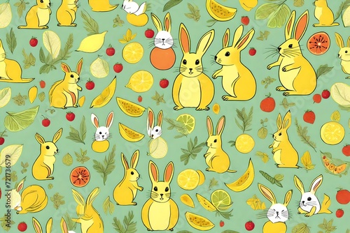 easter seamless pattern with rabbits