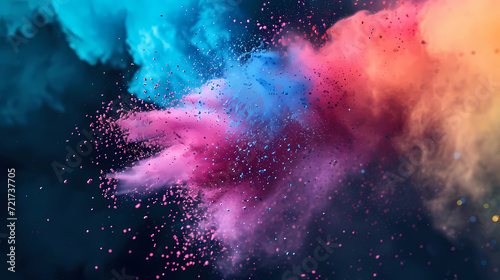 colored powder flying