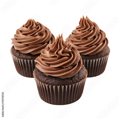chocolate cupcake isolated on white background