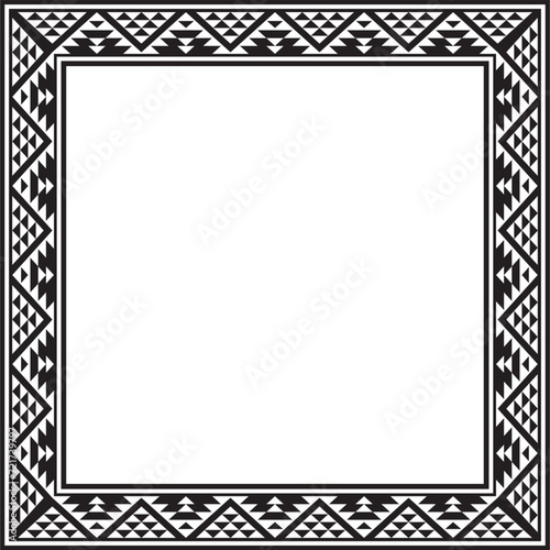 Vector black monochrome square national Indian patterns. National ethnic ornaments, borders, frames. colored decorations of the peoples of South America, Maya, Inca, Aztecs..