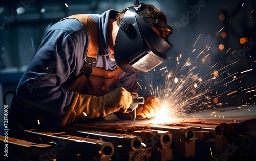 male metalworker with welding metal parts © kittima