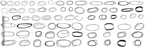 Set of hand drawn circle sketch doodle grunge highlights background. Vector of freehand circle round scrawl frames. Hand drawn pen lines doodle sketches circle lines.