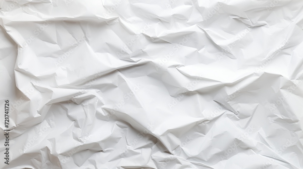 Obraz premium Crumpled white paper texture background - top view, abstract textured surface for creative design projects