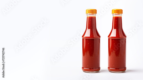 Chili sauce in glass bottle 