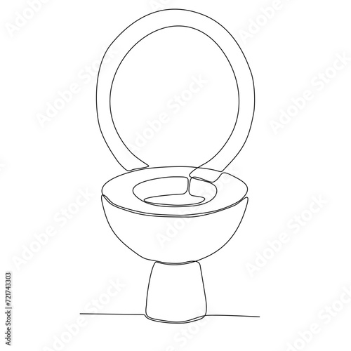 One continuous drawn single art line doodle sketch toilet