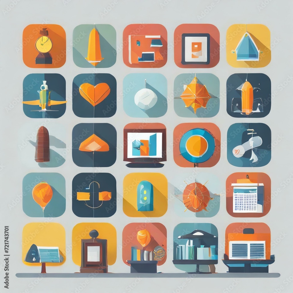 Modern flat icon set Modern flat icon set