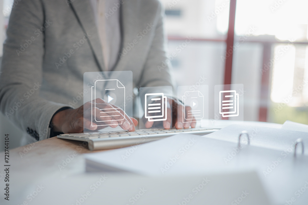 Fototapeta premium online documentation database and process automation to efficiently manage files Corporate business technology.