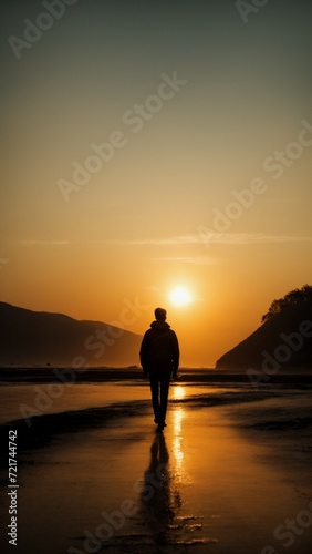  Sunset and silhouette of person  sun  chill  