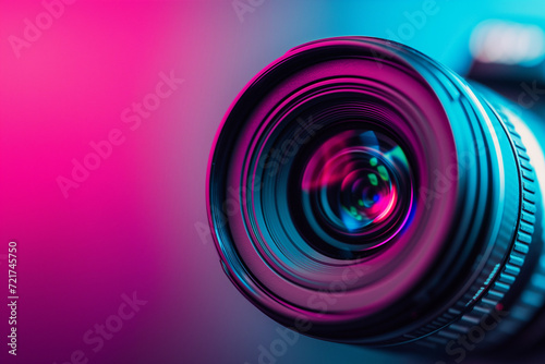 Close-up of a camera lens capturing details. The lens is a critical tool for videographers and photographers, enabling them to tell compelling visual stories.