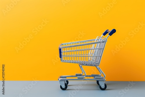 Shopping theme with shopping basket, realistic, modern