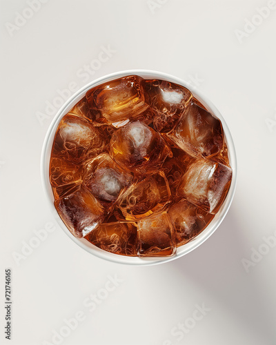 cola cup top view clean minimalistic white background