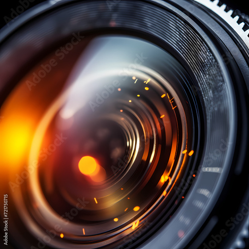 A macro shot of a camera lens capturing a moment in time.