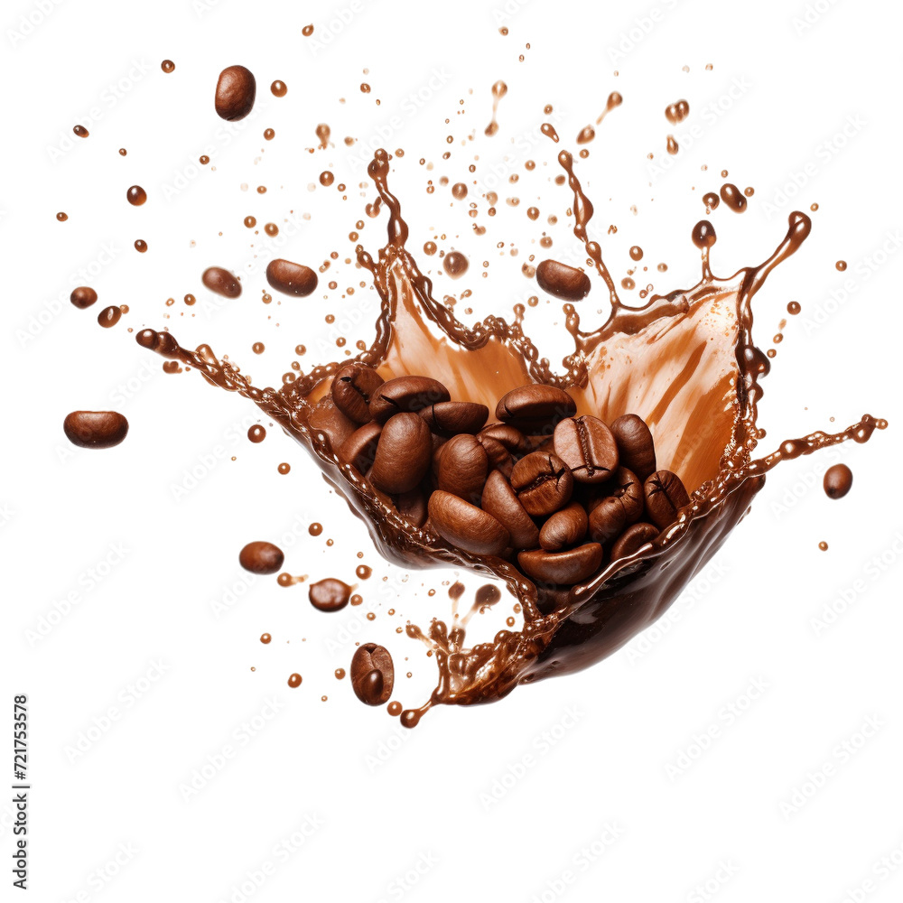 Fototapeta premium coffee beans falling into a cup