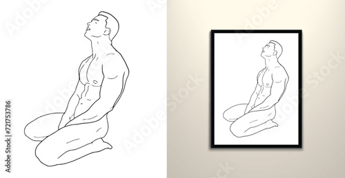 Alone naked man illustration 