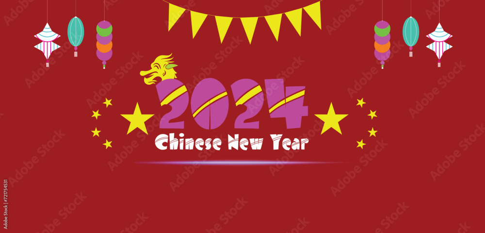 Naklejka premium 2024 Chinese New Year wallpapers and backgrounds you can download and use on your smartphone, tablet, or computer.