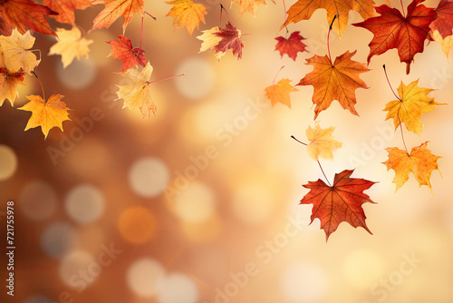 Falling autumn maple leaves natural background .Colorful foliage © ebhanu