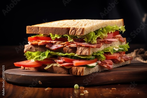 sandwiches with meat and lettuce on top for breakfast or to fill your stomach