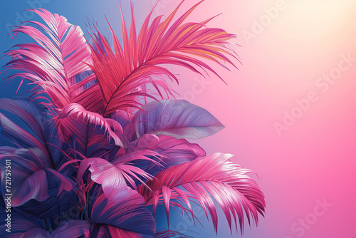 tropical palm leaves pastel panting,