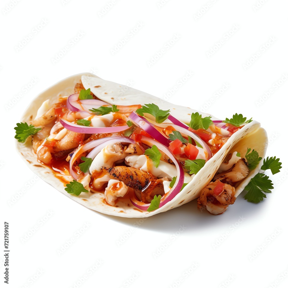 a beef squid tacos. studio light , isolated on white background a beef squid tacos. studio light , isolated on white background