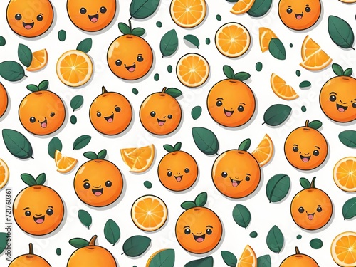Seamless pattern with oranges. Generative AI.