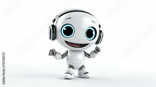 3d render of a robot with a headphones in a digital technology concept.
