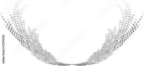 Framed in the form of contour, subtle outlines of halftone lined wings. Space for copying text. Vector.
