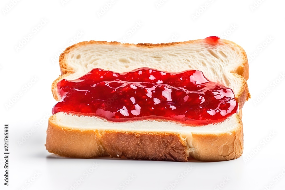 Strawberry jam spread on white bread Strawberry jam spread on white bread
