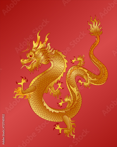 Chinese dragon red background illustration © VTECH