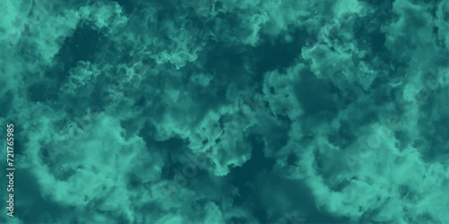 Abstract dynamic texture with soft blue clouds on dark background. Defocused Lights and Dust Particles. Watercolor wash aqua painted texture grungy design. 