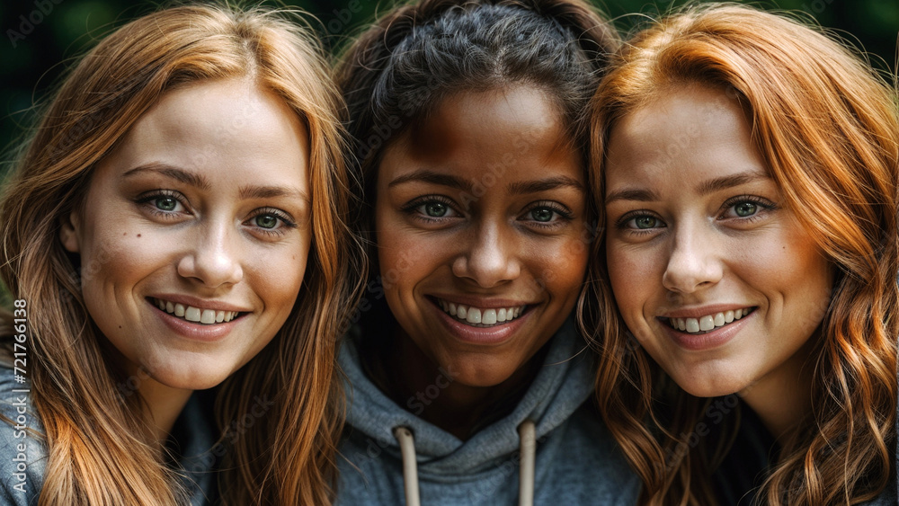 A diverse group of women are smiling at the camera. A diverse group of women are smiling at the camera.