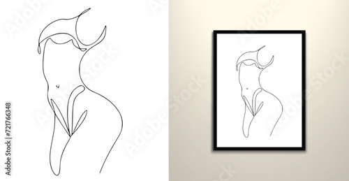 Woman figure line art drawing design 