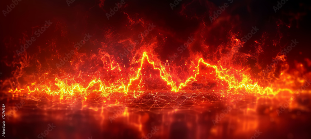 Dynamic abstract heart beat graph in glowing red and orange tones,AI generated Dynamic abstract heart beat graph in glowing red and orange tones,AI generated