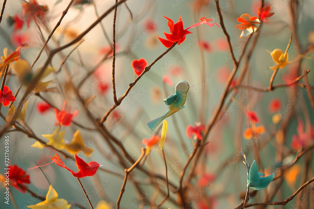 Chinese new year paper cut sticks in the branches with colorful. Chinese new year wishing tree Chinese new year paper cut sticks in the branches with colorful. Chinese new year wishing tree