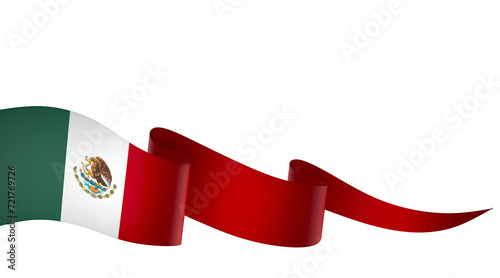 Mexico flag element design national independence day banner ribbon png
