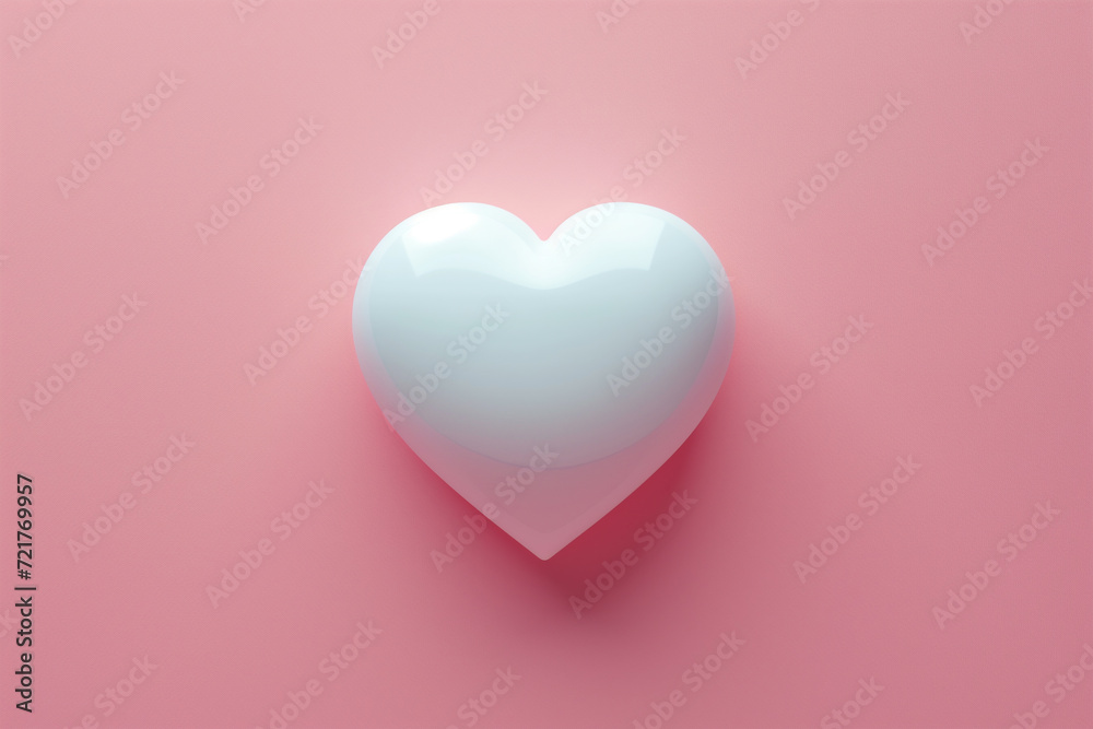 White heart against a pink background. Copy space. Valentine, wedding background.