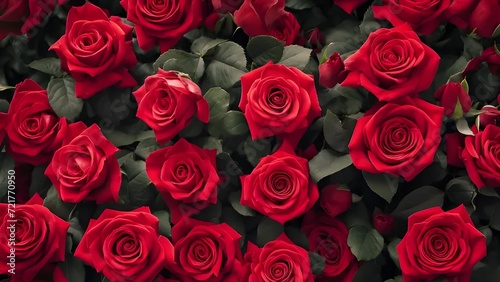 Natural red roses background, flowers wall.