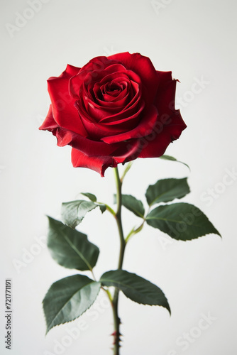 Close up red rose on white background.