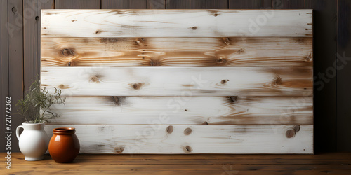 wooden blank board with frame on the wall