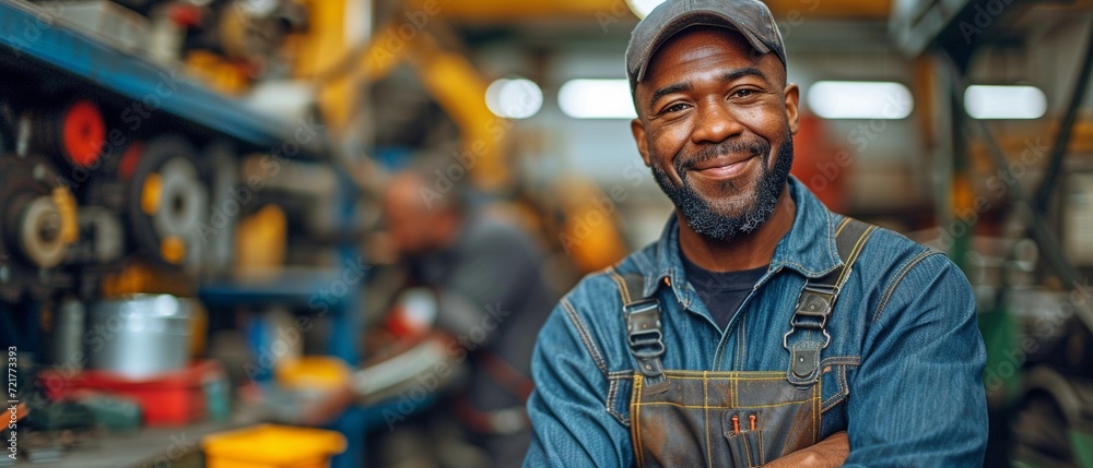 Black Auto Technician and Caucasian Fixer Monitoring Diagnostic Outcomes on a Laptop and Computer. Mechanic's explanation of an engine breakdown