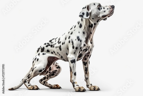 Dalmatian dog standing on white background. Isolated.
