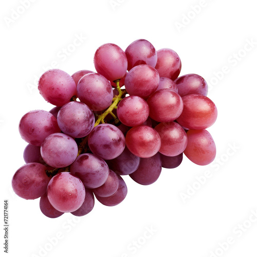 Red grapes bunch isolated on white, a fresh and juicy cluster of berries, perfect for a healthy and sweet dessert or snack