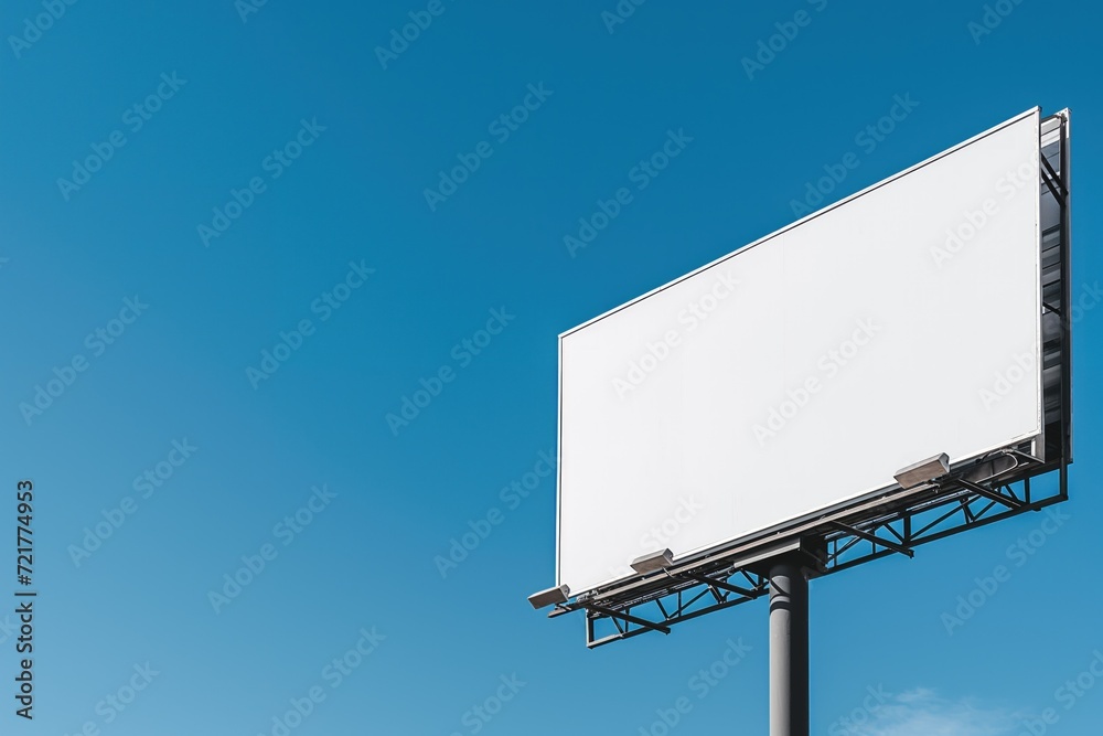 Empty Outdoor Billboard with Clear Blue Sky Background Empty Outdoor Billboard with Clear Blue Sky Background